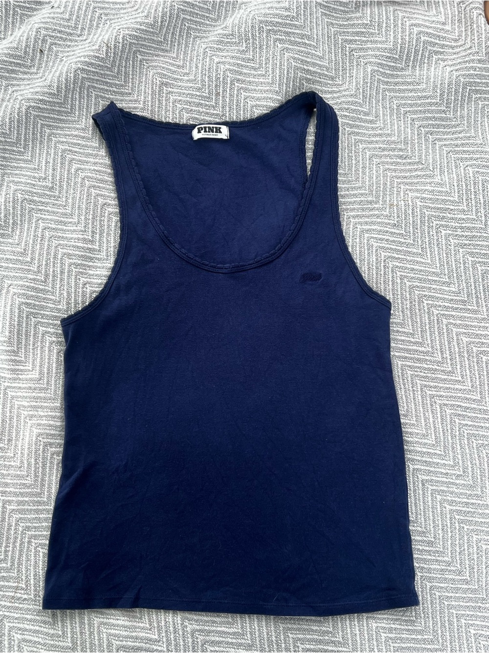 PINK Victoria's Secret Navy Scoop Tank Top